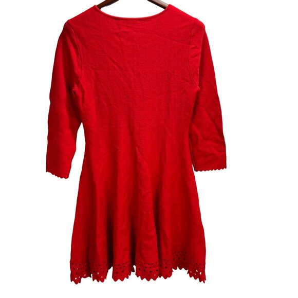 Gianni Bini Women's Red Dress With 3/4 Sleeves & Lace Cutout Design - Size L - Picture 2 of 5